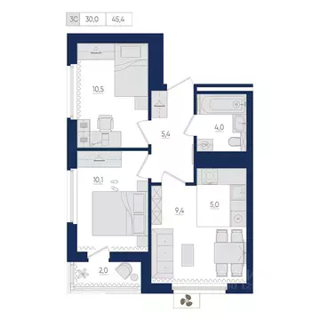 3-к кв. Башкортостан, Уфа ул. Евгения Столярова, 13 (45.4 м)