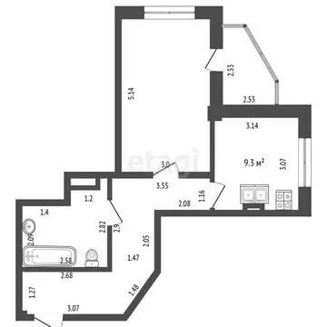 1-комнатная квартира: Омск, бульвар Архитекторов, 23 (42 м)