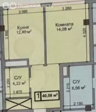 1-комнатная квартира: Нальчик, улица Атажукина, 107 (40.52 м)