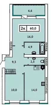 2-к кв. Ивановская область, Иваново ул. 2-я Чайковского, 40 (60.0 м)