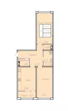 2-к кв. Чувашия, Чебоксары ул. П.В. Дементьева, поз4 (74.17 м)