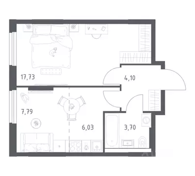 1-к кв. Башкортостан, Уфа ул. Минигали Губайдуллина, 8к9 (39.35 м)