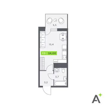 Квартира-студия: Кудрово, Солнечная улица, 4 (24 м)