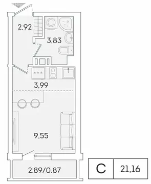 Квартира-студия: Мурино, Графская улица, 6к1 (20.5 м)