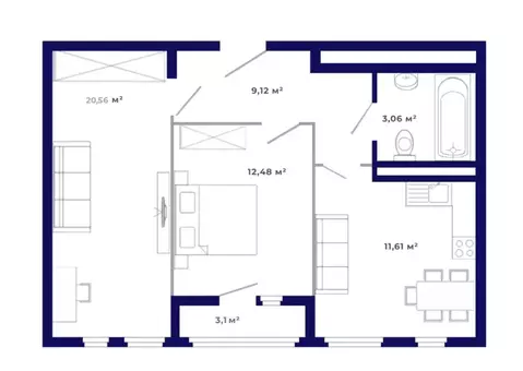2-к кв. Иркутская область, Иркутский муниципальный округ, Маркова рп, ...