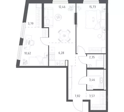 2-к кв. Башкортостан, Уфа ул. Минигали Губайдуллина, 8к9 (66.08 м)
