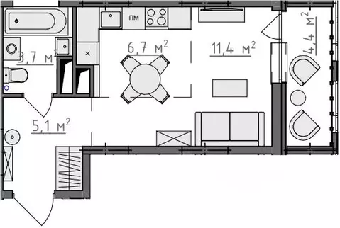 Студия Владимирская область, Владимир Сновицы-Веризино мкр,  (29.1 м)