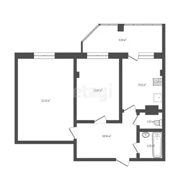 2-комнатная квартира: Тюмень, Пароходская улица, 4 (61.7 м)
