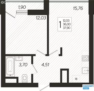 1-комнатная квартира: Сочи, микрорайон Бытха, Ясногорская улица, ...