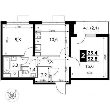 2-к кв. Московская область, Ленинский городской округ, пос. Битца ...