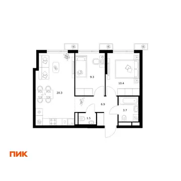 2-к кв. Московская область, Котельники Парковый мкр, Белая Дача Парк ...