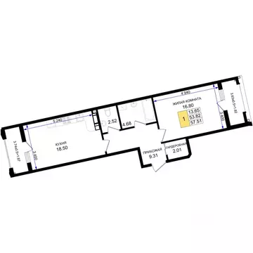 1-к кв. Краснодарский край, Новороссийск 5-я Бригада мкр,  (57.51 м)