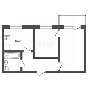 2-к кв. Тюменская область, Тюмень ул. Пермякова, 45 (38.4 м)