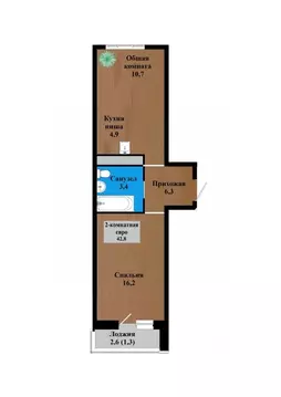 2-к кв. Забайкальский край, Чита просп. Маршала Жукова (42.8 м)