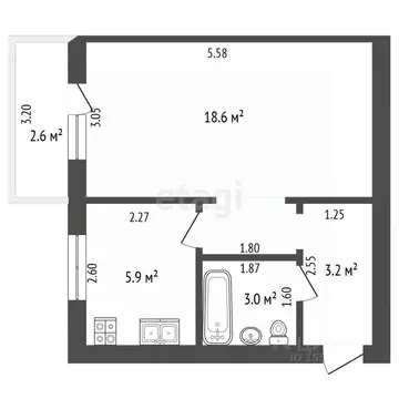 1-к кв. Самарская область, Самара ул. Гагарина, 169 (31.0 м)