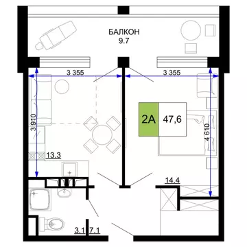 2-к кв. Краснодарский край, Анапа проезд Сосновый (47.6 м)