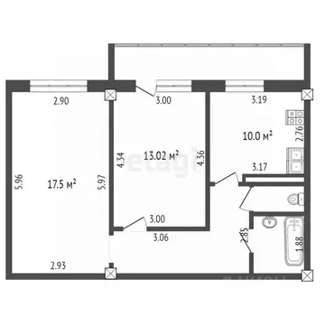 2-к кв. Вологодская область, Вологда Рабочая ул., 1Б (53.1 м)