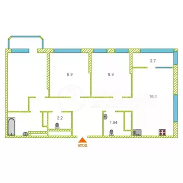 4-комнатная квартира: Тюмень, улица Андрея Кореневского, 7 (74.3 м)