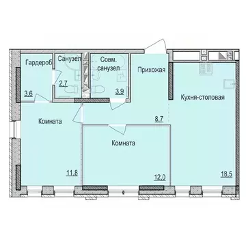 2-к кв. Удмуртия, Ижевск ул. Имени Репина, 35Ак1 (60.3 м)