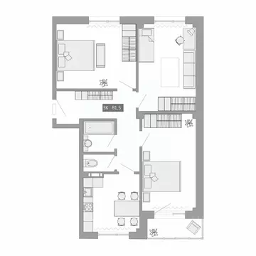 3-к кв. Приморский край, Артем ул. Острякова, 39Б (81.5 м)