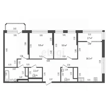 3-к кв. Тюменская область, Тюмень ул. Андрея Кореневского, 7 (74.9 м)