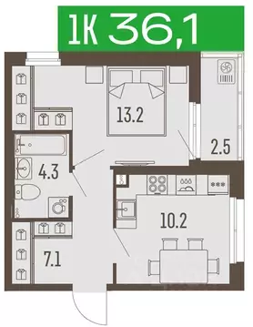 1-к кв. Пермский край, Пермь Подлесная ул., 55А (36.1 м)
