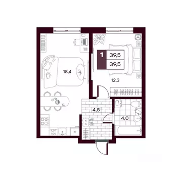 1-к кв. Тюменская область, Тюменский муниципальный округ, д. Дударева ...