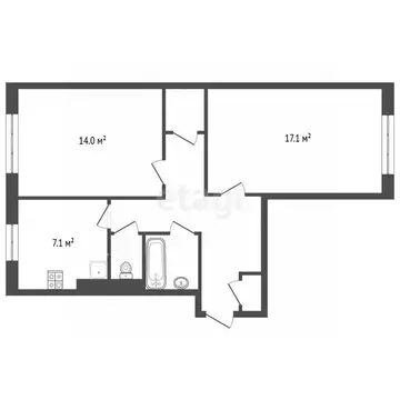 2-к кв. Ямало-Ненецкий АО, Муравленко ул. Муравленко, 33 (51.1 м)