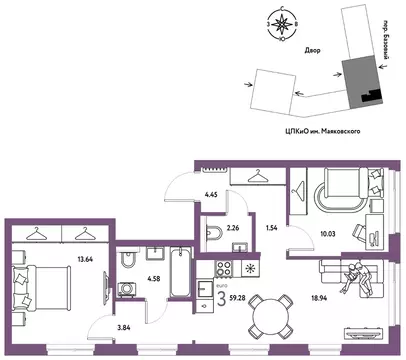 3-к кв. Свердловская область, Екатеринбург пер. Базовый, 10 (59.28 м)
