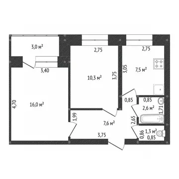 2-к кв. Башкортостан, Уфа Революционная ул., 31 (45.0 м)