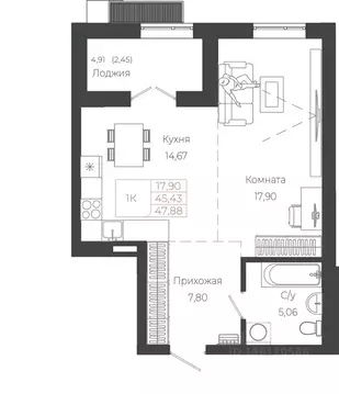 1-к кв. Алтай, Майминский район, с. Майма ул. Энергетиков (47.88 м)