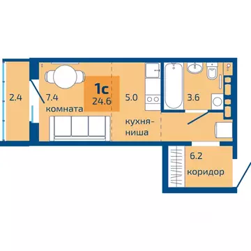 Студия Пермский край, Пермь ул. Старшего Лейтенанта Гачегова, 1 (24.6 ...