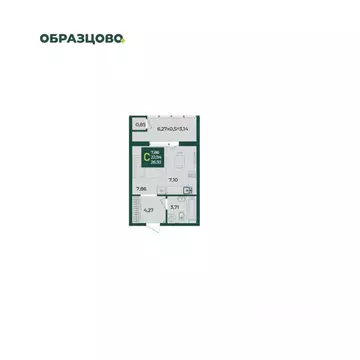 Студия Краснодарский край, Краснодар Образцово мкр,  (26.93 м)