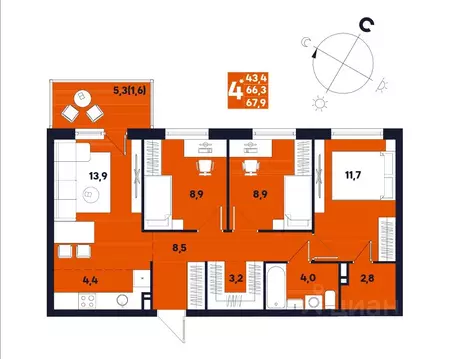 Студия Пермский край, д. Кондратово ул. Улановой, 6 (67.9 м)