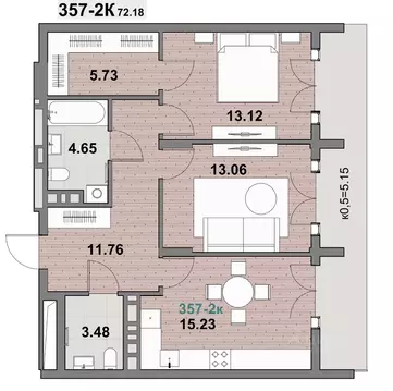 2-к кв. Калининградская область, Зеленоградск ул. Гагарина (72.18 м)