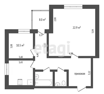 2-комнатная квартира: Тюмень, улица Пермякова, 48/2 (64.3 м)