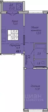 2-к кв. Новосибирская область, Новосибирск ул. Связистов, 13/2 (60.7 ...