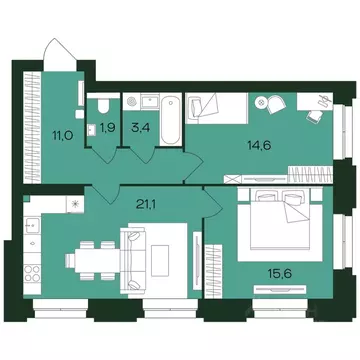 2-к кв. Чувашия, Чебоксары просп. Чебоксарский (67.7 м)