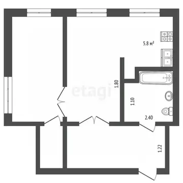 2-к кв. Архангельская область, Новодвинск ул. 3-й Пятилетки, 16 (43.2 ...