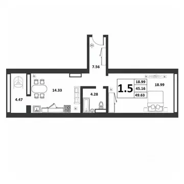 1-к кв. Новгородская область, Великий Новгород ул. Якова Павлова, 15 ...