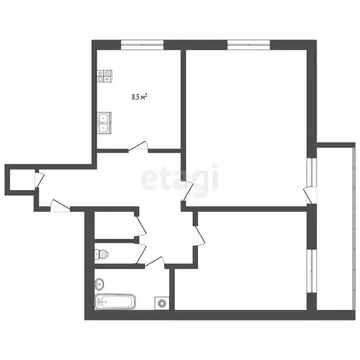 2-комнатная квартира: посёлок Космынино, улица Чехова, 15 (49.2 м)