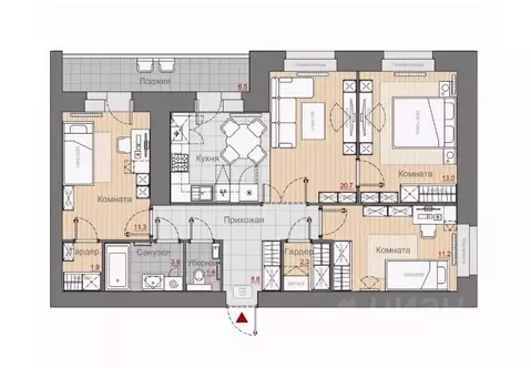 3-к кв. Новгородская область, Великий Новгород Псковская ул., 66 (74.6 ...