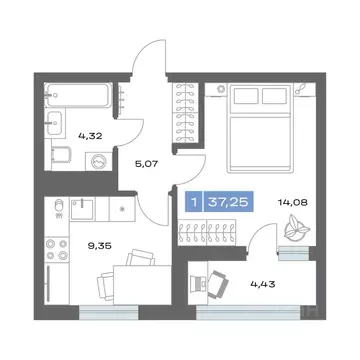 1-к кв. Тюменская область, Тобольск пер. Радищева, 17 (37.25 м)