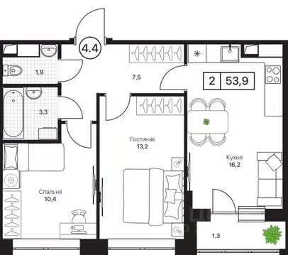 2-к кв. Московская область, Пушкино Пушкино Град жилой комплекс, к2 ...