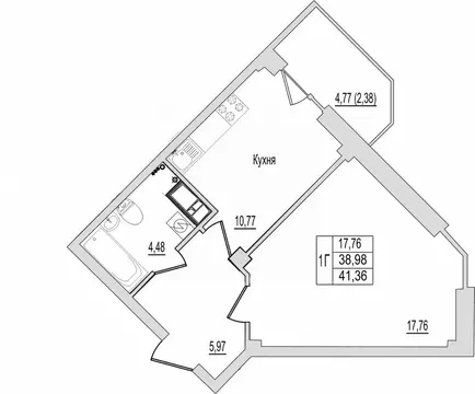 1-к кв. Псковская область, Псков Линейная ул., 87 (41.36 м)