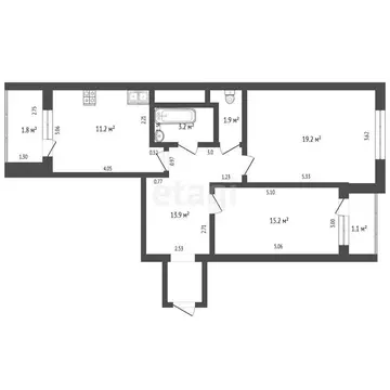 2-комнатная квартира: Стерлитамак, Набережная улица, 3/2 (64.5 м)