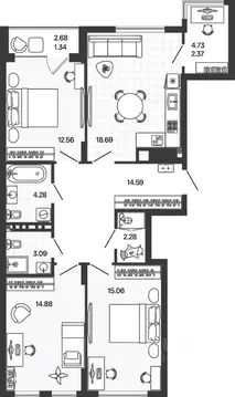 3-к кв. Калининградская область, Гурьевский муниципальный округ, пос. ...