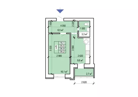 1-к кв. Саратовская область, Энгельс ул. Колотилова, 102 (38.2 м)