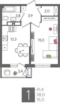 1-к кв. Краснодарский край, Краснодар Новороссийская ул., 88 (41.4 м)