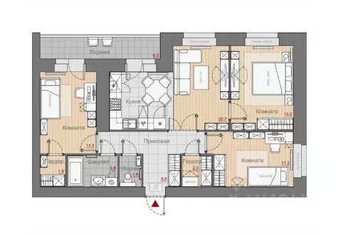 3-к кв. Новгородская область, Великий Новгород Псковская ул., 66 (74.6 ...